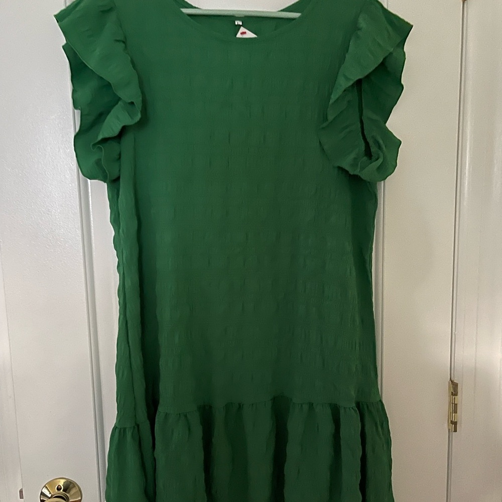 Green Ruffled Kids Dress